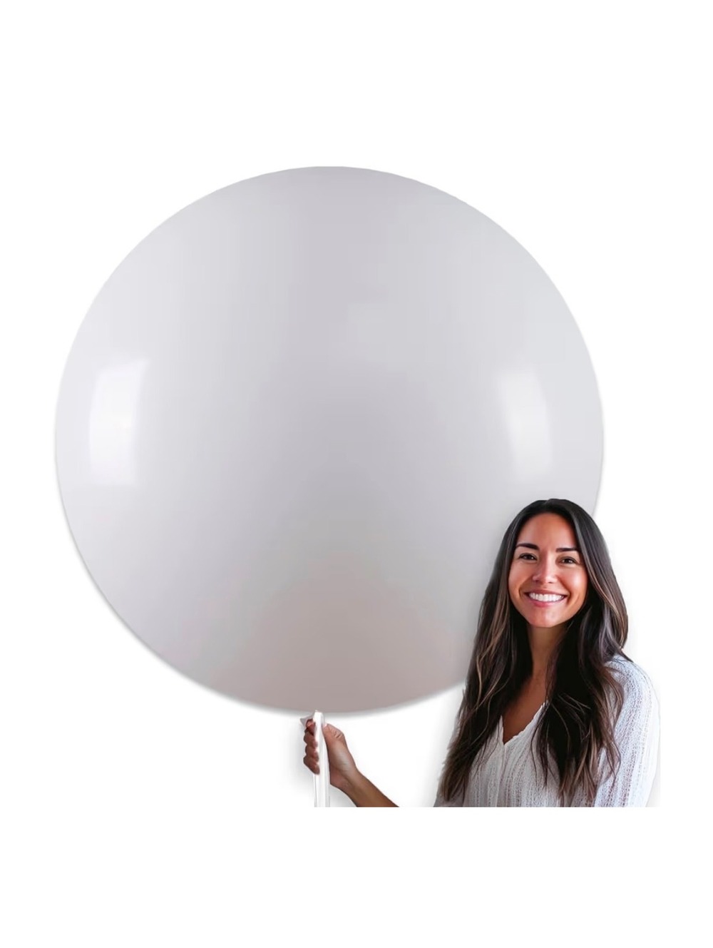 PartyWoo 36 Inch White Latex Balloons - 4 Pack